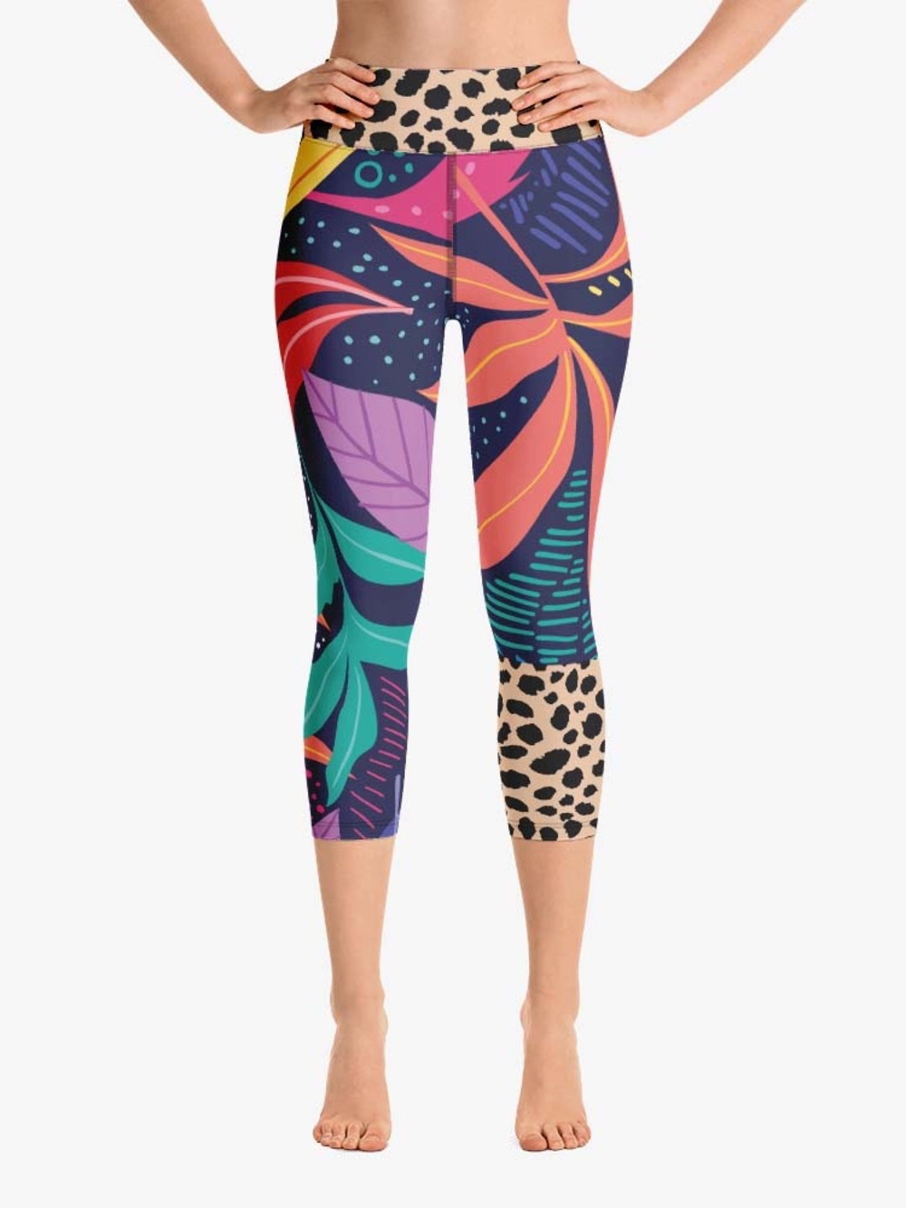 Loony Legs London Animal Leaves Capris Leggings Size L